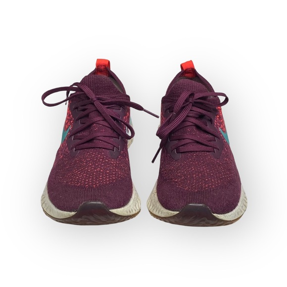 Nike ✔︎ Epic React Flyknit Running Shoes Sneakers ✔︎ Bordeaux Hyper Jade ✔︎ 7.5M - Picture 8 of 16